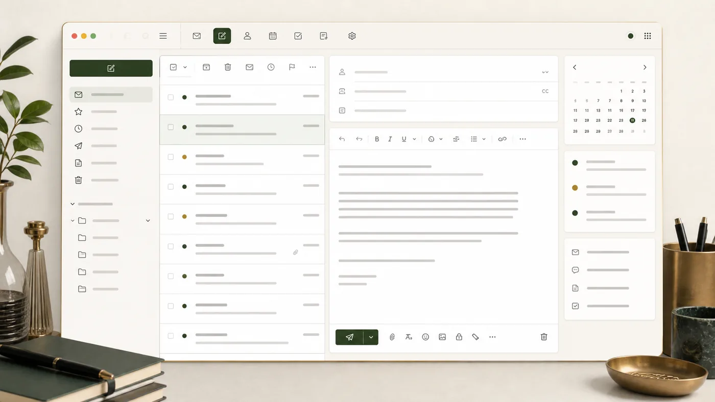 Professional custom-domain email inbox and compose workspace